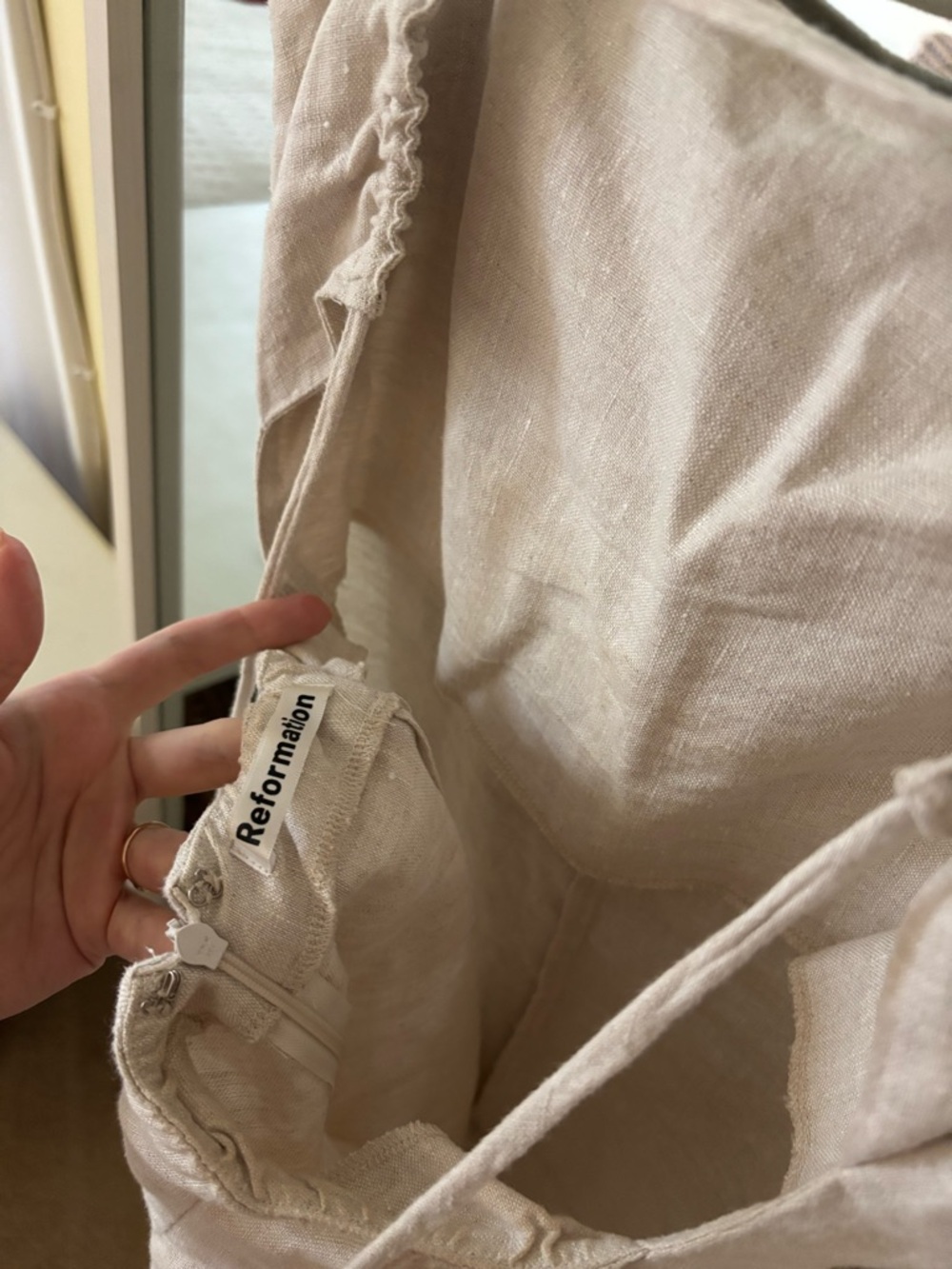 Reformation Cream Linen Romper with Spaghetti Straps - Picture 6 of 7